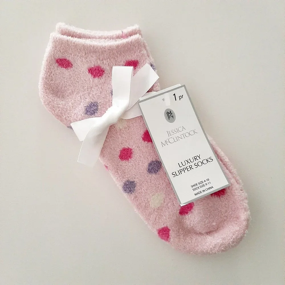 Bundle of 2 Pair Jessica McClintock Slipper Socks (Fuzzy Socks/Furry Socks) 9-11
